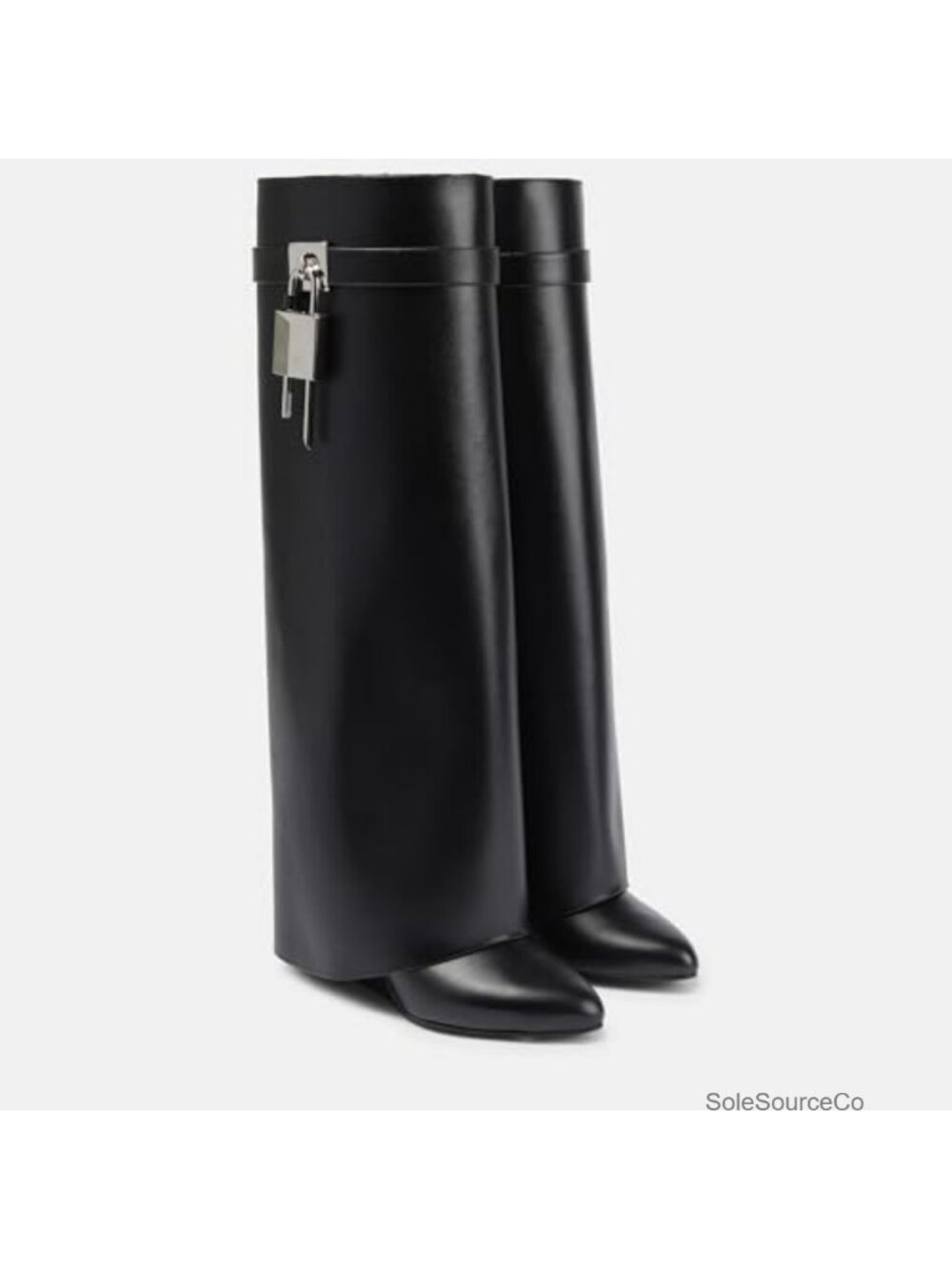 Women's Knee High Wedge Boots Fold Over Pull On Pointed Toe Tall Fashion Boots - Picture 5 of 6